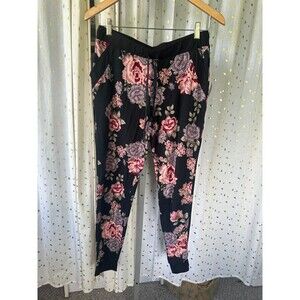 Almost Famous NWT Women's Soft Floral Drawstring Jogger Pajama PJ Pants M